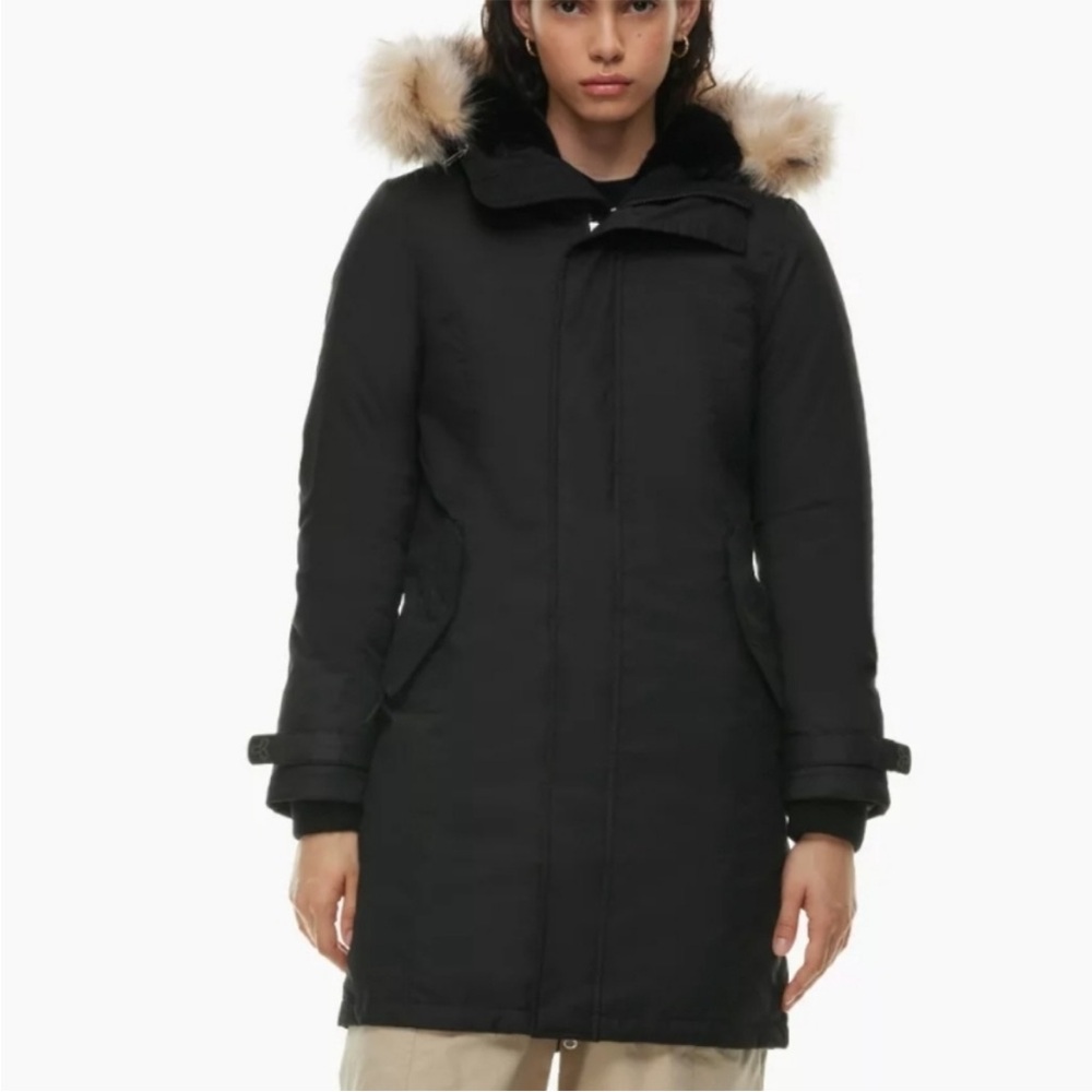 TNA - Aritzia Black Parka with Detachable Faux Fur Hood / Size Small